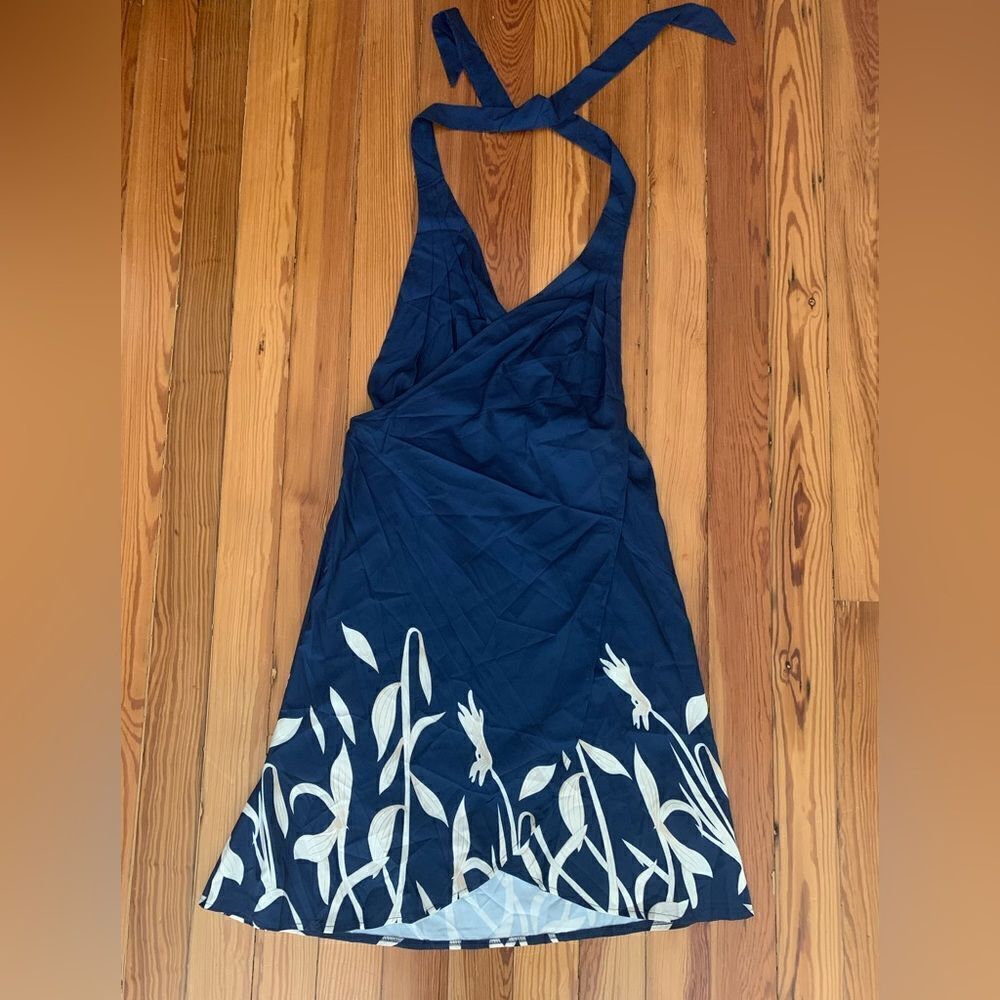 Cupshe Deep Blue and White Leaf Swim Coverup